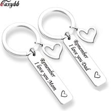 Custom Fashion Keyring Gifts Engraved Remember I Love You Mom Dad Keychain Father Mother Birthday , Father's Mother's Day Gift 2024 - buy cheap