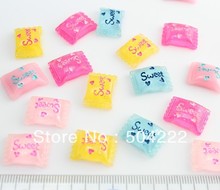 200pcs lovely Sweet candy assorted glitter hand paint resin Cabochon for Kawaii Decoden DIY Projects 16mm-Glitter 2024 - buy cheap