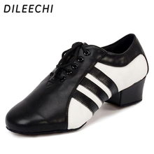 DILEECHI-zapatos de baile latino para hombre, calzado de salón de piel auténtica, cómodos, color negro, para fiesta, nuevo estilo 2024 - compra barato