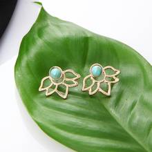 Wholesale Sales Earrings Retro 2020 New Fashion Earrings Gold Simple Lotus Flower Petals Leaves Earrings For Women 2024 - buy cheap