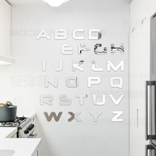 Зеркальные настенные наклейки, украшение для ванной комнаты, спальни, имя гостиной, кухни, буквы алфавита с английскими шрифтами R195 2024 - купить недорого