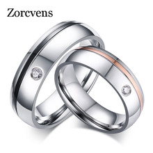 Zorcvens 2022 novo clássico simples linha anéis de casamento para mulheres aaa cz pedra casal aliança aliança aniversário bijoux 2024 - compre barato