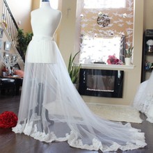 High Quality Tulle Wedding Overskirt Custom Made Floor Length Zipper Waist Bridal Gowns Overlay with Lace Edge Tulle Tutu Saia 2024 - buy cheap