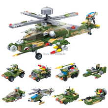 Robot militar 8 en 1, 8710, 648 Uds., helicóptero Fighter Attack Armor, barco, camión, tanque, Gudi, juguete de bloques de construcción 2024 - compra barato