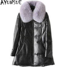 AYUNSUE Women Real Leather Jacket Detachable Natural Fox Fur Collar Genuine Leather Sheepskin Coats Winter Down Jackets WYQ1675 2024 - buy cheap