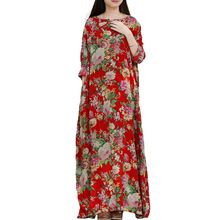 LZJN Spring Autumn Dress Women Long Sleeve Cotton Ethnic Floral Maxi Dresses Vestidos Blumenkleid Vintage Chinese Robe Femme 2024 - buy cheap