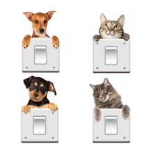 Милый кот собака светильник переключатель на стену с наклейками для детской комнаты гостиной домашний Декор 3d яркий эффект наклейки на стену в виде животных diy ПВХ 2024 - купить недорого