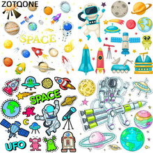 ZOTOONE Space Heat Transfer Patches for Clothing Printed DIY Iron on Letter UFO Planet Patch for Kids T-shirt Applique Vinyl G 2024 - compre barato