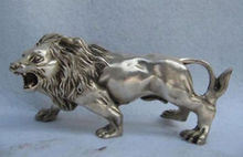 Estatua de León para hombre, de plata del Tíbet antiguo, China, cobre blanco refinado, felino de plata, animales feroces, venta al por mayor, venta al por mayor 2024 - compra barato