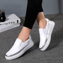 Women's Flats Loafers Leather Shoes Fashion Moccasins White Silver Ladies Soft Comfortable Shoes Slip on Casual Split Leather PU 2024 - buy cheap