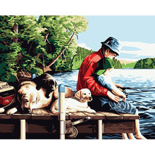 Home Decor Fishing Digital Acrylic Paint Kit Oil Painting by Numbers 40*50cm with Frame on Canvas Wall Poster Gift cuadros DY053 2024 - buy cheap