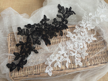 Apliques de encaje con cable de alta calidad, 4 piezas, con motivo de espejo, flor negra, marfil, blanca, costura DIY, ropa para zapatos de vestir de boda 2024 - compra barato