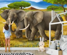 3D three-dimensional modern hand-painted elephant oil painting children room background wall painting 2024 - buy cheap