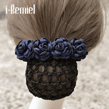 I-remiel-coletero de pelo de flores para mujer y mujer, accesorio para el pelo con diseño de flores, lazo rojo de moño, redecilla de ganchillo, joyería para mujer 2024 - compra barato