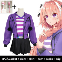 Coshome-fantasia cosplay fate/apocrypha astolfo, peruca rosa, casaco feminino roxo, primavera para meninas, halloween, festa, novo, 2019 2024 - compre barato