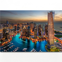 Дубай Марина небоскребы стены искусства картина городской пейзаж постер Холст Искусство Печать настенные картины для гостиной Декор 2024 - купить недорого