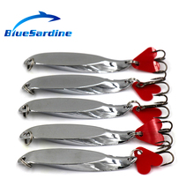 BlueSardine 10PCS/LOT Metal Spoon Fishing Lure Hard Baits Sequins Noise Paillette with Feather Treble Hook Tackle 14g 2024 - buy cheap