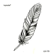 200pcs Black Big Feather  Waterproof Temporary Tattoo Sticker Small Taty For Woman Tatoo Fake Tattoo Tatuajes Body Art Stickers 2024 - buy cheap