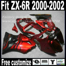 Plastic motorcycle fairing kit for Kawasaki ZX6R 00 01 02 Ninja 636 red black Fairings set ZX-6R 2000 2001 2002 SB25 2024 - buy cheap