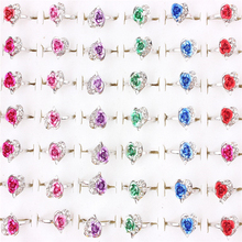 Anéis de prata com rosas flores qianbei a partir de 50 peças, joia ajustável com corações em prata para festa de casamento e noivado 2024 - compre barato