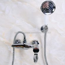 Настенный смеситель для ванны, полированный хром смеситель для ванной комнаты ручной душ Набор Kna152 2024 - купить недорого