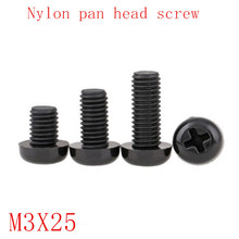 1000pcs M3*25 m3x25 black phillips nylon pan round head screw 2024 - buy cheap