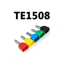 100pcs double pipe insulated cold-press terminal Needle end Multicolor optional TE1508 2024 - buy cheap