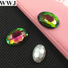 rainbow Color Pointback Oval Glass Crystal Fancy Stone 8x10mm,10x14mm,13x18mm,18x25mm,20x30mm For Jewelry Making,DIY 2024 - buy cheap