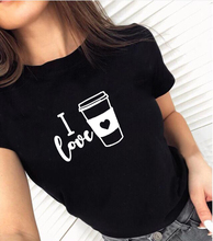 Women Fashion Summer Casual Cute I LOVE COFFEE Printed O-neck T-shirt Graphic Tee Tops Harajuku T Shirt Femme Top Clothes 2024 - buy cheap