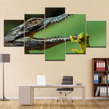 Картина из крокодиловой кожи, 5 панелей, HD принт масляными чернилами, холст с рамкой, домашний декор 2024 - купить недорого