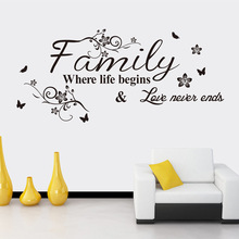 Modern Home Decor Decals Family where life begin Quotes Wall Sticker Vinyl Character Quotes Living Room Decals BD-4 2024 - buy cheap