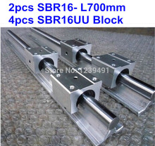 2pcs SBR16 L700mm linear guide + 4pcs SBR16UU block 2024 - buy cheap