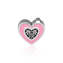 Подходит для браслетов Pandora из настоящего серебра 925 пробы с подвеской в виде сердца с розовой эмалью и прозрачными фианитами для изготовления ювелирных изделий Kralen 2024 - купить недорого