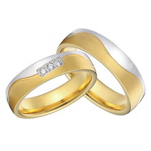 custom bridal pair alliance yellow gold color and silver color titanium wedding bands rings sets snubni prsteny 2024 - buy cheap