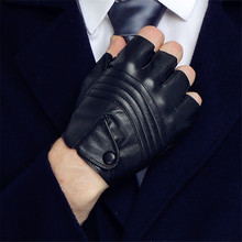 LongKeeper Fashion Half Finger Gloves Men PU Leather Fingerless Gloves For Male Fitness Gym Black Guantes Luva High Quality 2024 - buy cheap