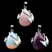 The new Natural quartz crystal butterfly pendant Charms Healing Chakra Fashion Jewelry Pendant necklace Crystal Stone pendant 2024 - buy cheap