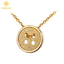 FINE4U N058 Tiny Clothes Button Pendant Necklace For Women Gold Color 316L Stainless Steel Chain Necklaces Fashion Jewelry Gifts 2024 - buy cheap