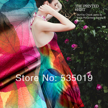 Silks Free Digital Heavy 19mm Silk Elastic Satin fabric Material Clothes Leaves Prints Silk Fabric Wholesale And Retail Telas 2024 - buy cheap