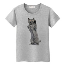 BGtomato 3D футболка с кошками супер крутая синяя летняя футболка с кошками для женщин милый дизайн элегантные топы с животными футболки повседневные рубашки 2024 - купить недорого
