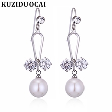 Kuziduocai New Fashion Jewelry Will Not Fade Natural Shell Pearl Geometry Bow-knot Zircon Stud Earrings For Women Gifts E-386 2024 - buy cheap