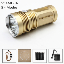 High Bright 5000LM 5 x  XM-L T6 LED Flashlight 3 Modes Torch Camping Light Lamp 4 x 18650 batteries AC Charger 2024 - buy cheap