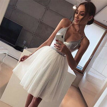 2019 Fashion Sequins Dress Women Sexy Deep V-Neck Low Cut Sequin Club Wear Evening Party Princess Dress Short Mini Dress Vestido 2024 - buy cheap