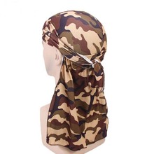 Spandex Durag New Camouflage Letter Printing Skullies Beanies Spring Autumn Brand Long Tail Pirate Hat For Men Turban Polyester 2024 - buy cheap