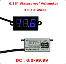 5pcs/lot Waterproof  Digital Display 0.56" 3 bit 3 wires Voltmeter DC0-99.9V  Blue  Free Shipping 10001101 2024 - buy cheap