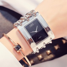 G & D-Relojes de pulsera de cuarzo de lujo para Mujer, cronógrafo rectangular de plata, regalos, 2019 2024 - compra barato