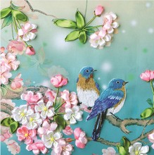 Needlework,DIY Ribbon Cross stitch Sets for Embroidery kit,Lucky bird Flower ribbon Cross-Stitch handwork wedding wall decor 2024 - buy cheap