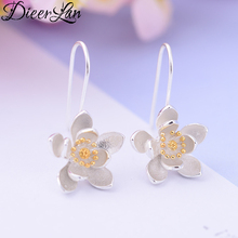 DIEERLAN-Pendientes grandes de flores para mujer, de Color plata auténtica, joyería de marca de lujo, aretes de moda, regalo de fiesta 2024 - compra barato