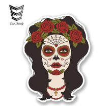 EARLFAMILY 13cm x 10cm Sugar Skull Rose Lady Vinyl Sticker Laptop Travel Luggage AUTO MOTO CAR BIKE MOTORCYCLE TUNING Decal 2024 - buy cheap