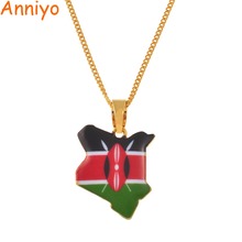 Ожерелье с подвеской Anniyo Map of Kenya, с эмалированным флагом, золотого цвета, в африканском стиле, ювелирные изделия с дизайном «карта», подарок с картой kenyans #167106 2024 - купить недорого