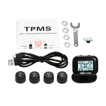 KKmoon TPMS Tire Pressure Monitoring System Wireless Real-time Solar Energy LCD Display 4 External Sensors Alarm Function 2024 - buy cheap